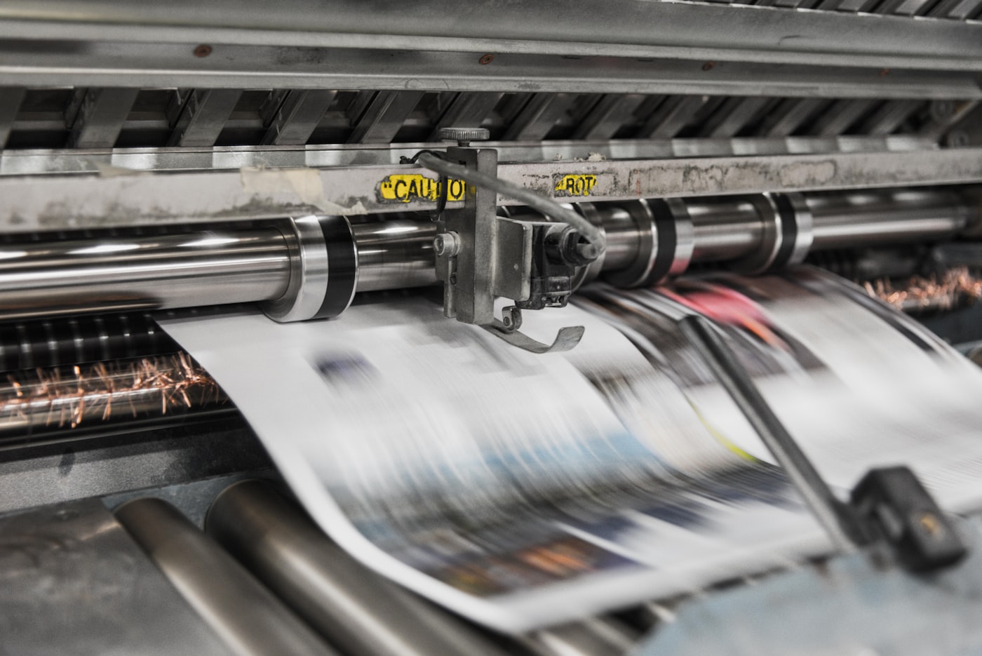 Presse offset en cours de tirage